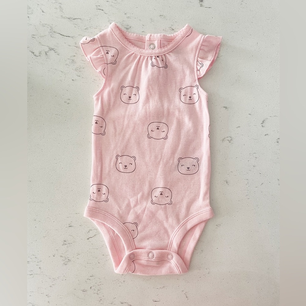 🔴 3 for $15 Carter’’s Just One You Pink Baby Girl Bear Face Onesie 3 Months